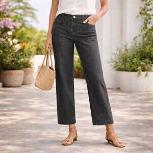 LOFT Wide Leg Trouser Jeans Charcoal Gray Workwear Size 2